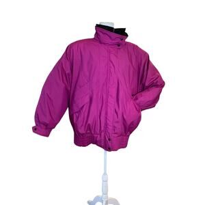 VTG 80s London Fog sz L REG Womens Glacial Fuschia Goose Down Puffer Ski Bomber